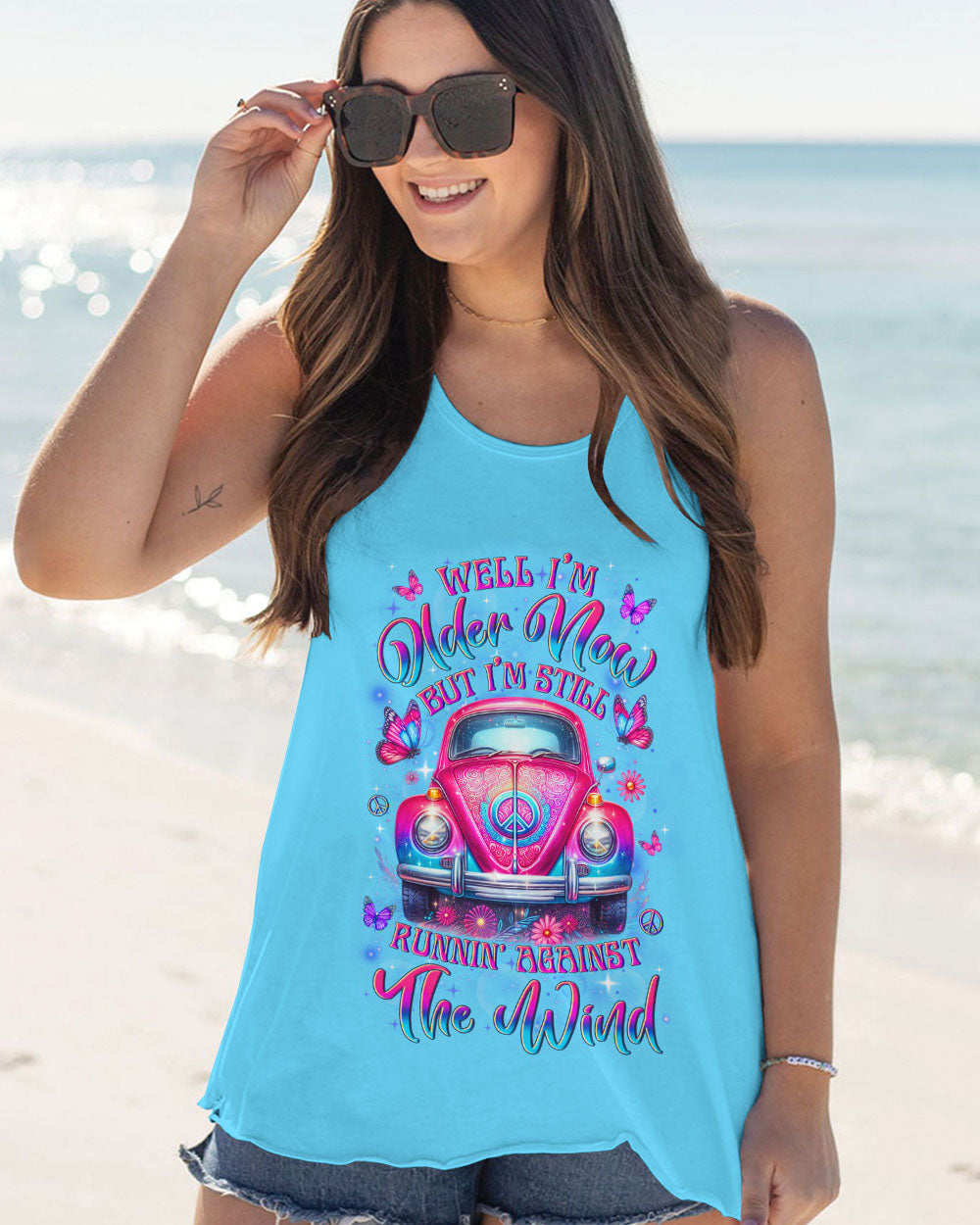 Older Now but Still Runnin Against the Wind Retro Pink VW Bug and Butterfly AOP Shirts _5_ qNw1E