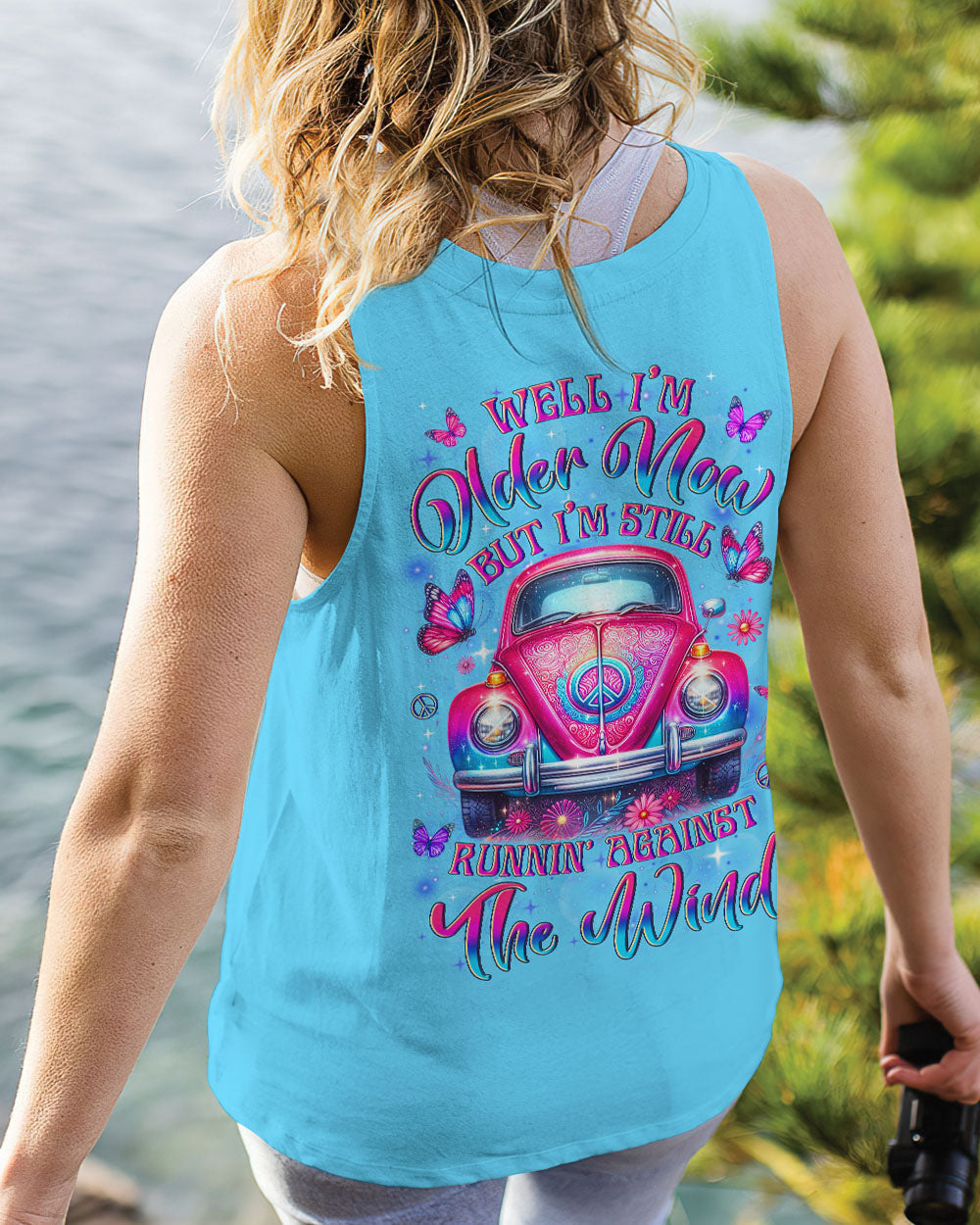 Older Now but Still Runnin Against the Wind Retro Pink VW Bug and Butterfly AOP Shirts _6_ XML8d