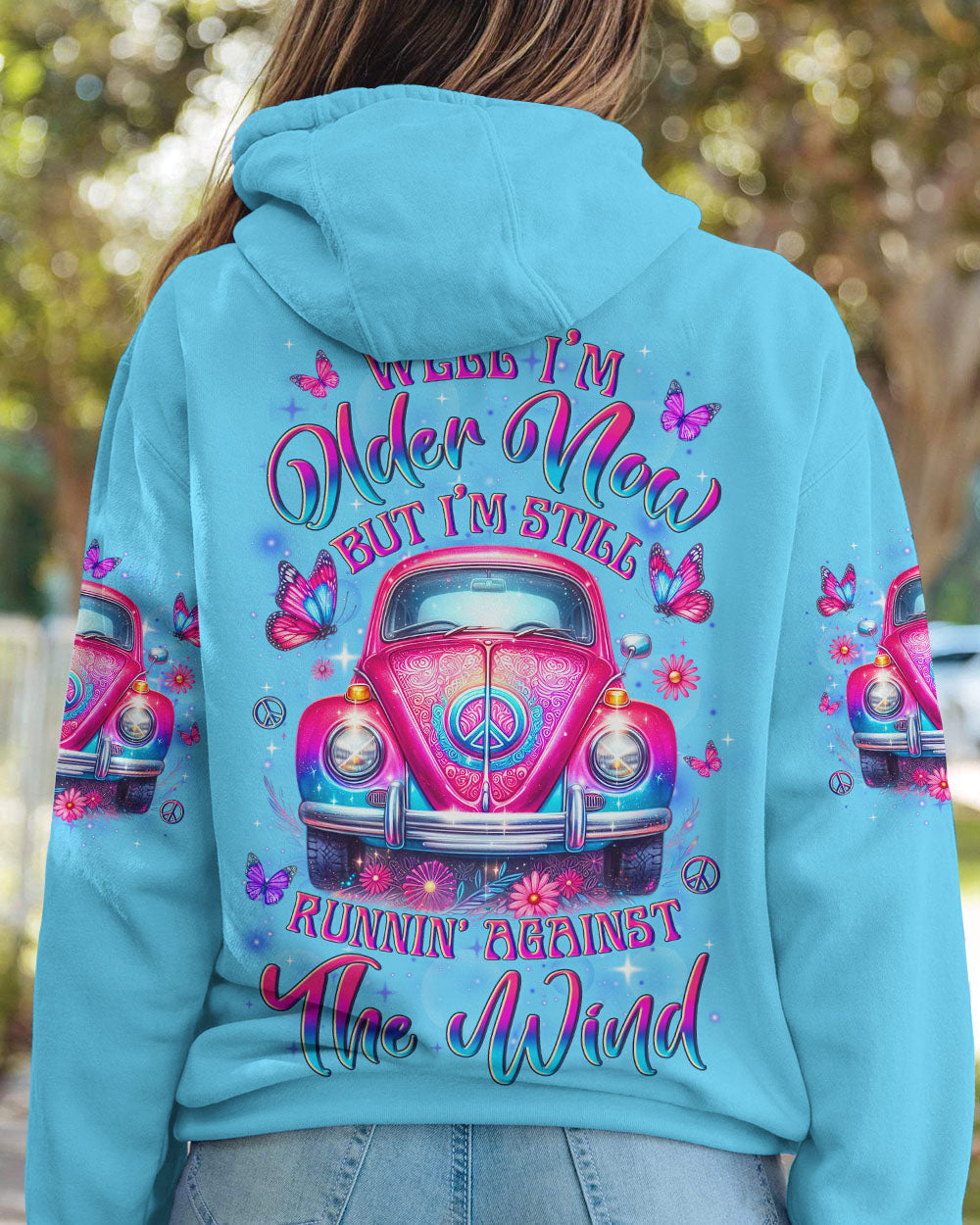 Older Now but Still Runnin Against the Wind Retro Pink VW Bug and Butterfly AOP Shirts _7_ tXKz4