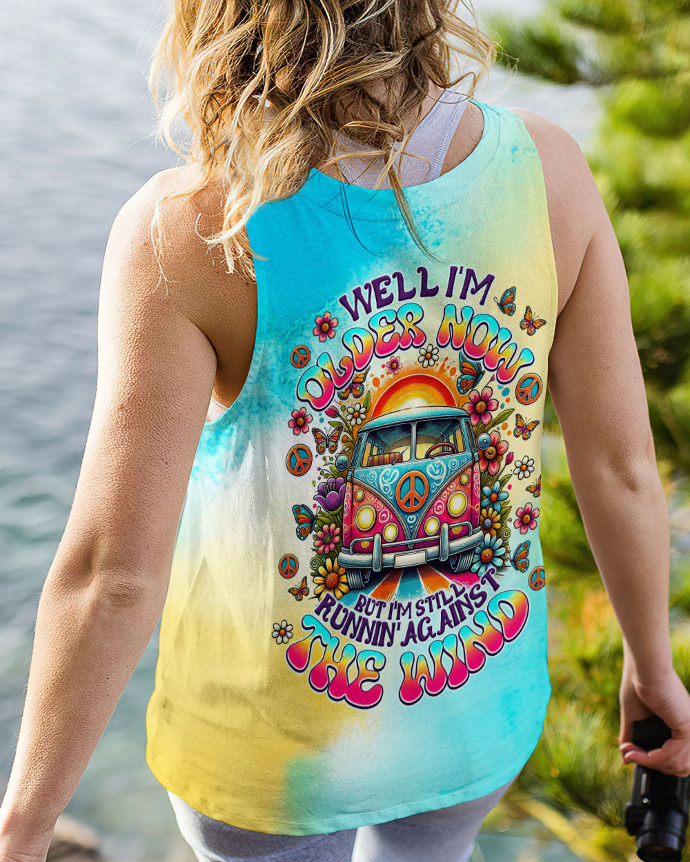 Older Now but Still Runnin Against the Wind Tie Dye Colorful Hippie Van AOP Shirts _14_ ezsbs