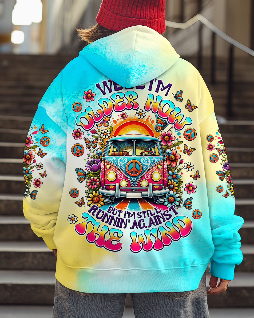 Older Now but Still Runnin Against the Wind Tie Dye Colorful Hippie Van AOP Shirts _8_ wp7EE