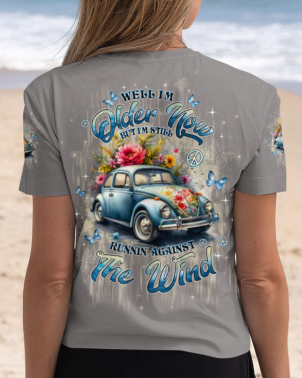 Older Now but Still Runnin Against the Wind Vintage Floral Peace Car AOP Shirts _13_ VLUq1