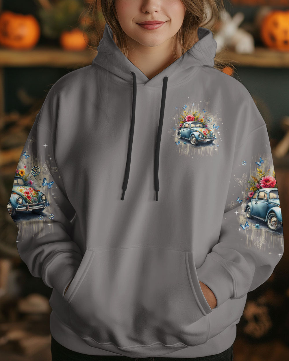 Older Now but Still Runnin Against the Wind Vintage Floral Peace Car AOP Shirts _14_ nCvDB