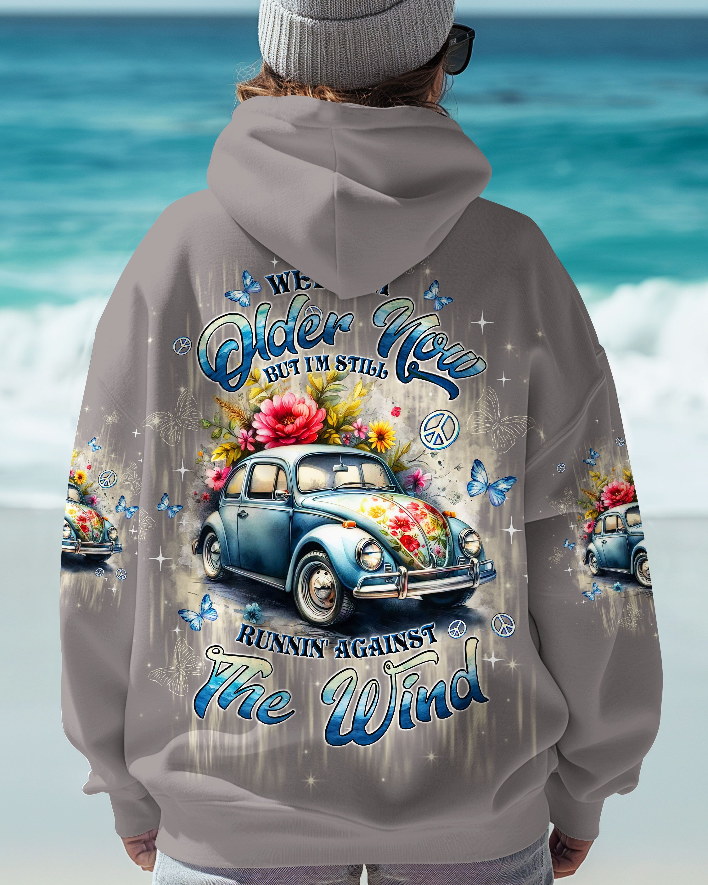 Older Now but Still Runnin Against the Wind Vintage Floral Peace Car AOP Shirts _1_ tl1f9