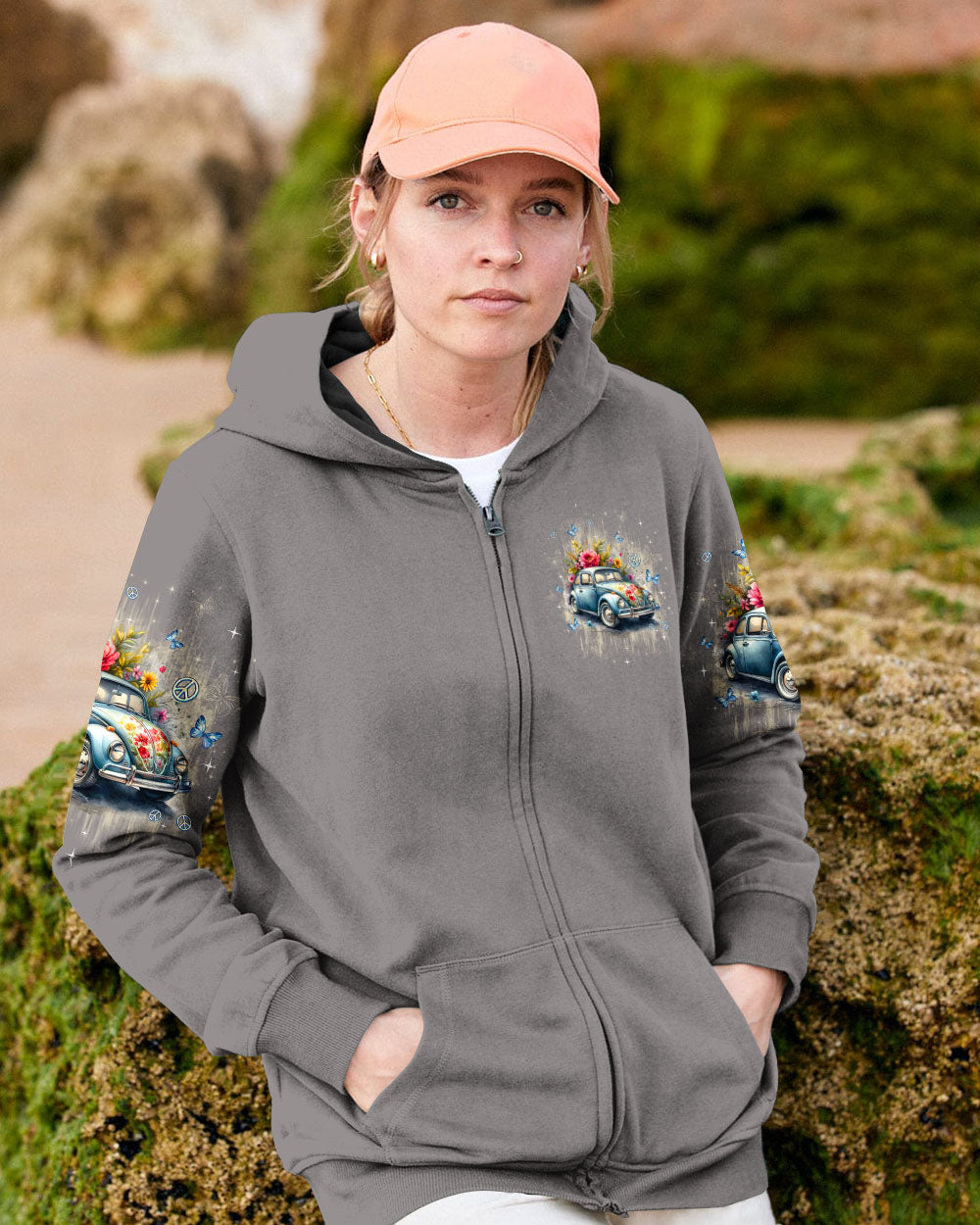 Older Now but Still Runnin Against the Wind Vintage Floral Peace Car AOP Shirts _4_ EWksN