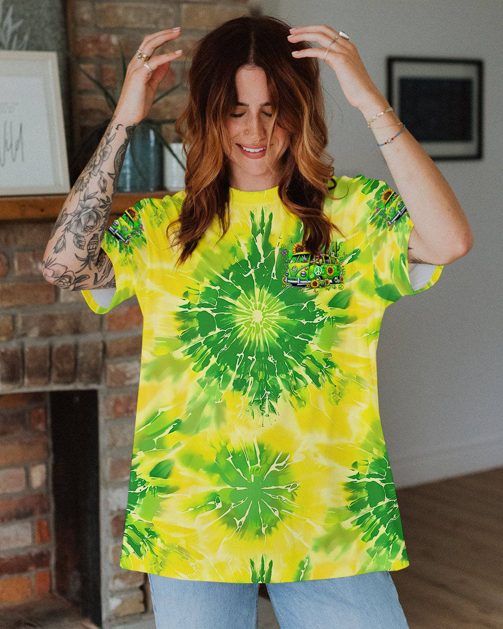 Older Now but Still Runnin Hippie Van Tie Dye Retro Van and Sunflower AOP Shirts _2_ aSH1B