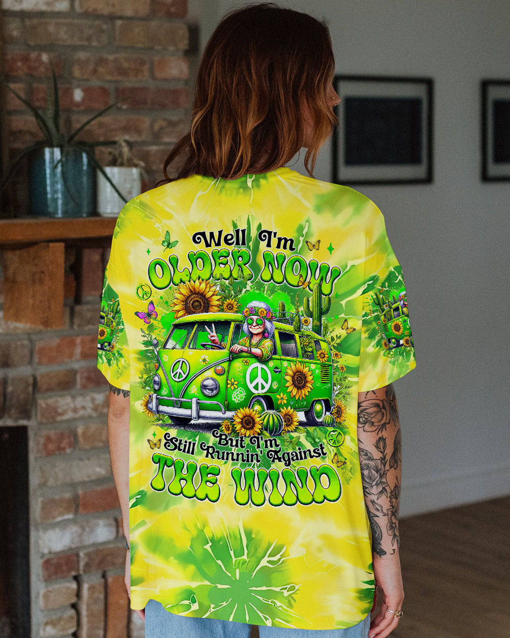 Older Now but Still Runnin Hippie Van Tie Dye Retro Van and Sunflower AOP Shirts _3_ G0MYw