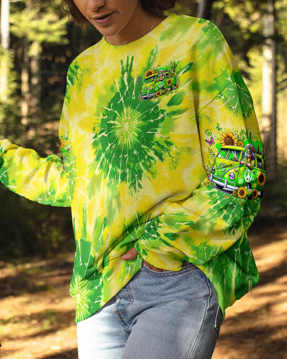 Older Now but Still Runnin Hippie Van Tie Dye Retro Van and Sunflower AOP Shirts _8_ M01fj