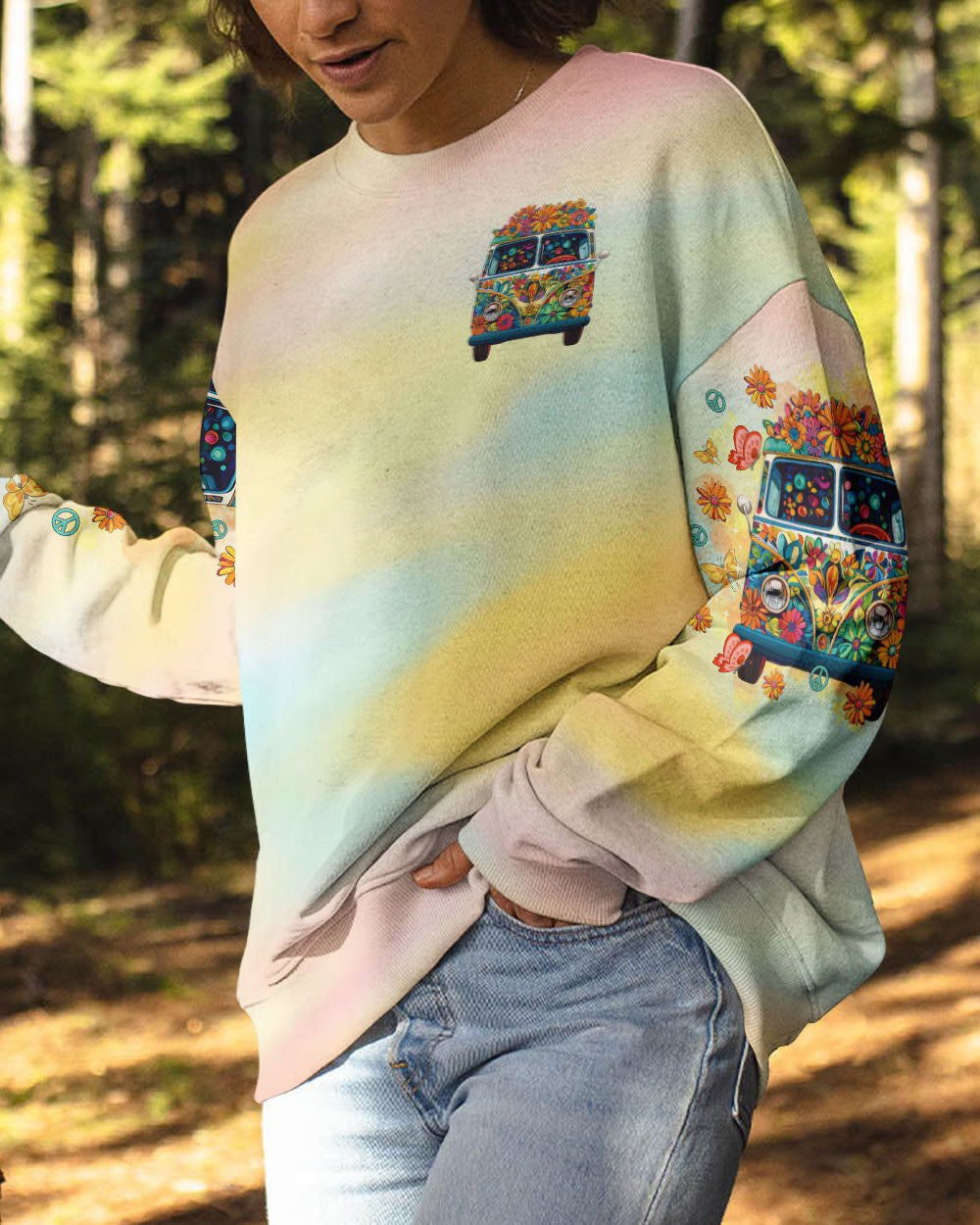 Older Now but Still Running Against the Wind Colorful Hippie Van AOP Shirts _2_ qlXFT