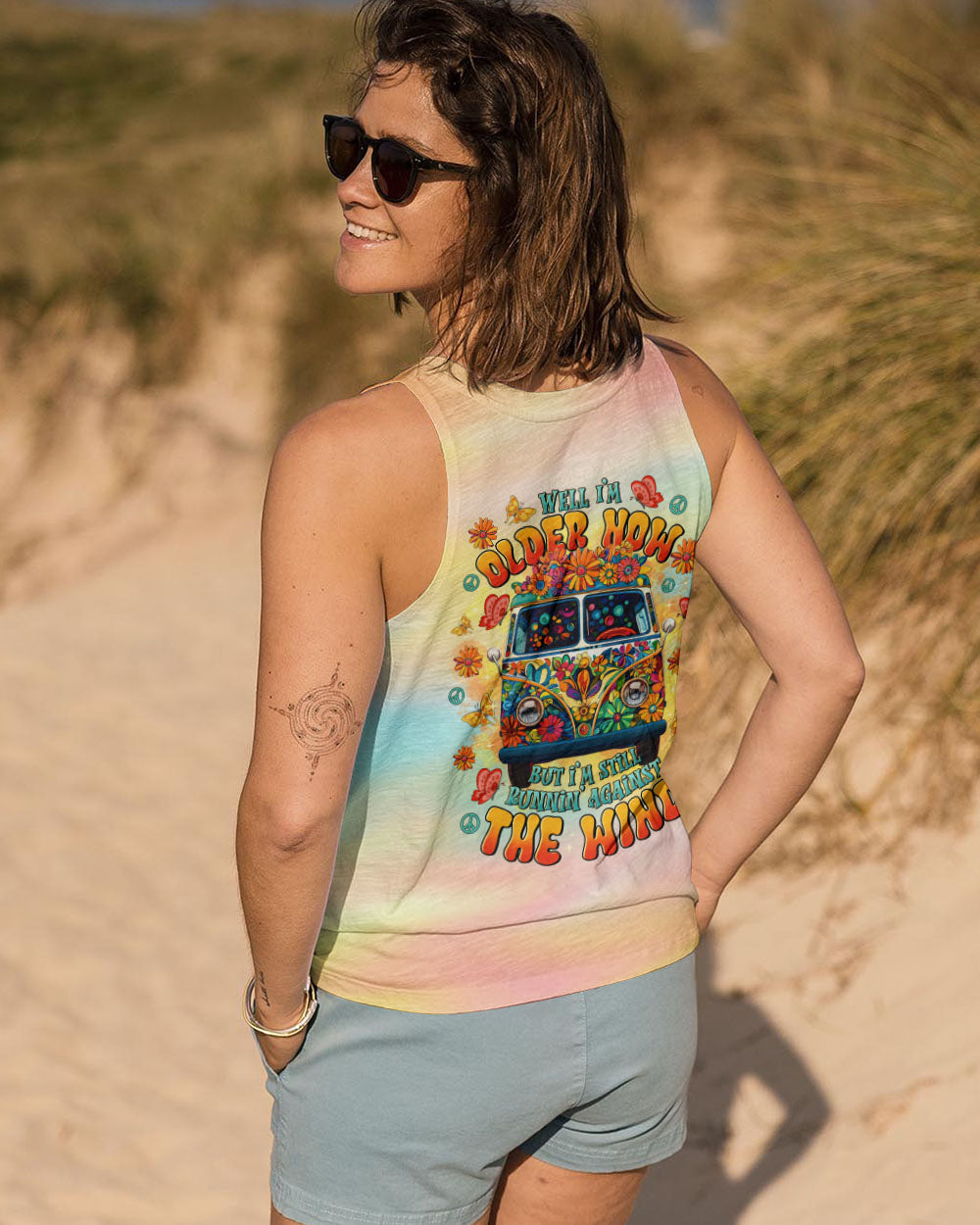 Older Now but Still Running Against the Wind Colorful Hippie Van AOP Shirts _7_ FidyX