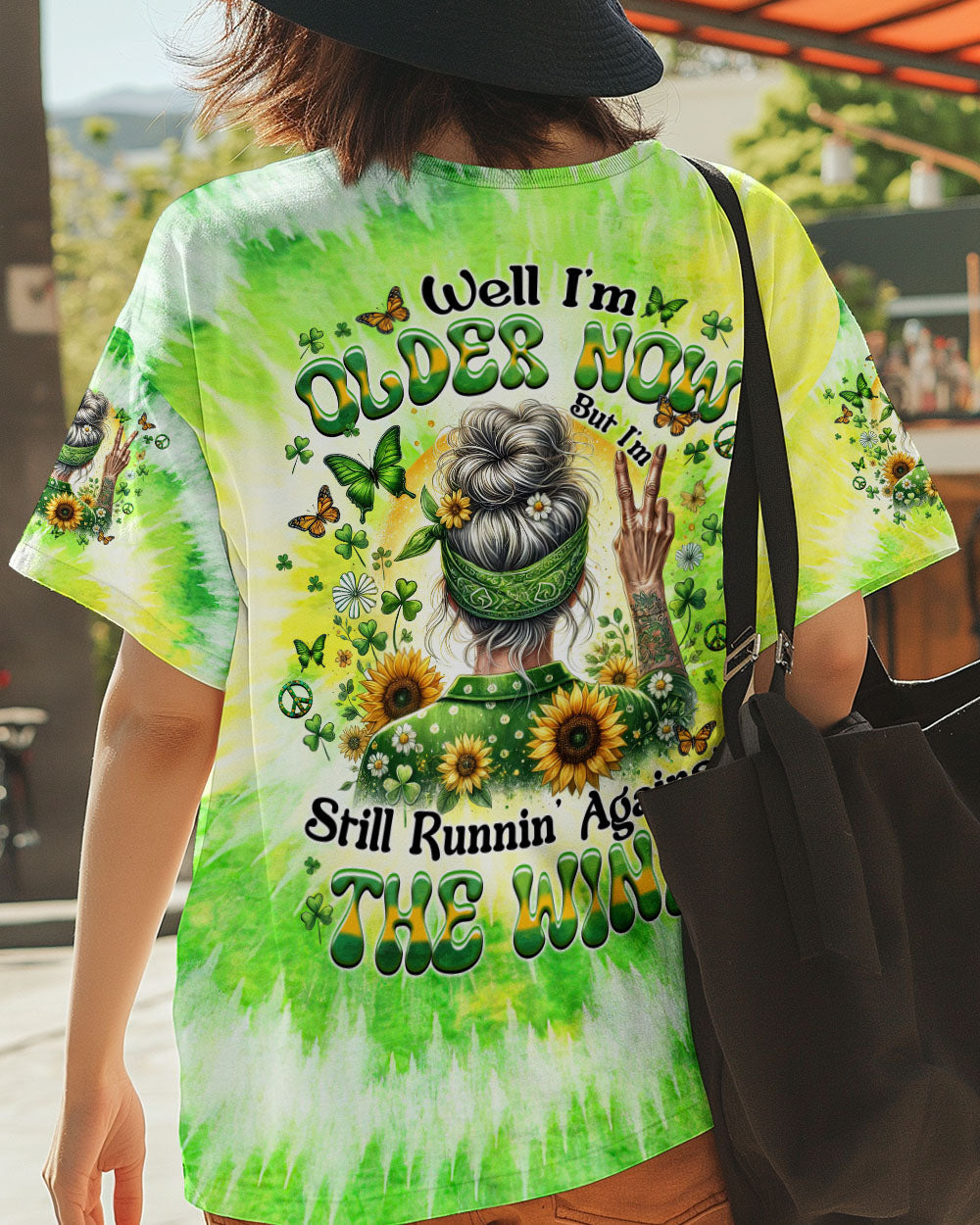 Older Now but Still Running Against the Wind Green Tie Dye Hippie Grandma AOP Shirts _3_ FjrT9