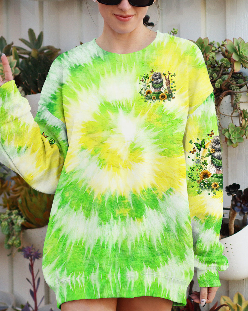 Older Now but Still Running Against the Wind Green Tie Dye Hippie Grandma AOP Shirts _6_ et9iE