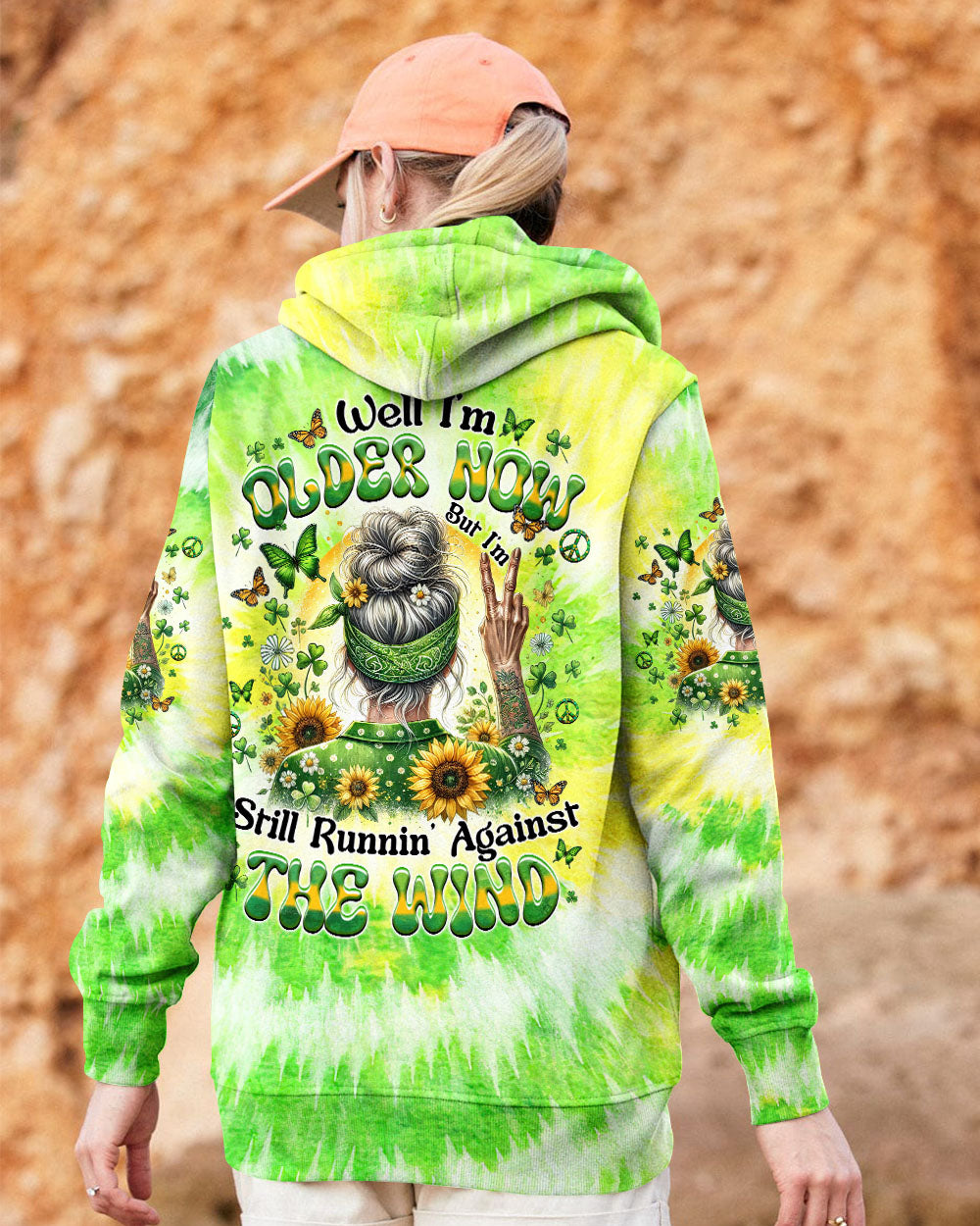 Older Now but Still Running Against the Wind Green Tie Dye Hippie Grandma AOP Shirts _9_ I7xSX