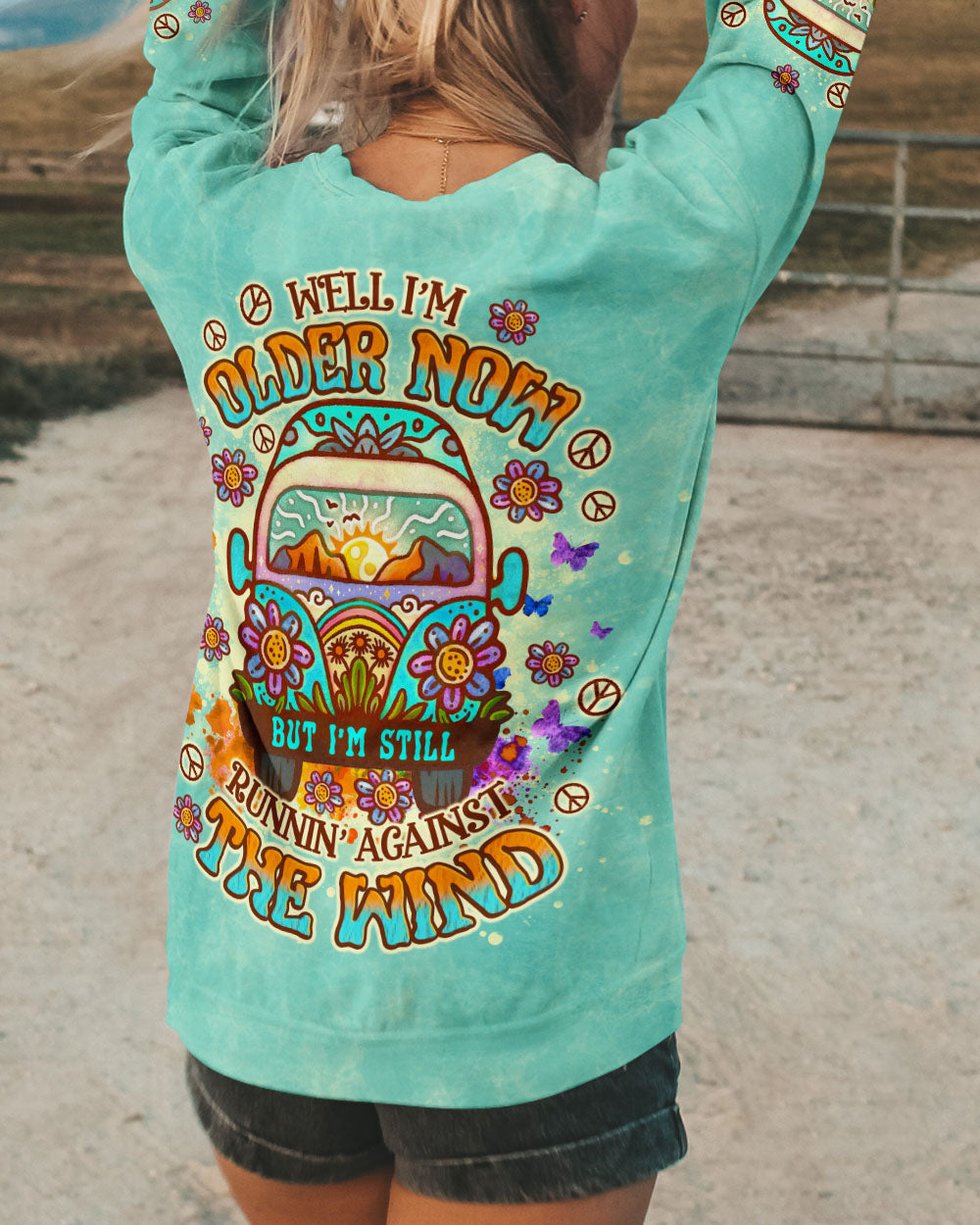 Older Now but Still Running Against the Wind Tie Dye Hippie Van and Floral AOP Shirts _2_ 7v99Q