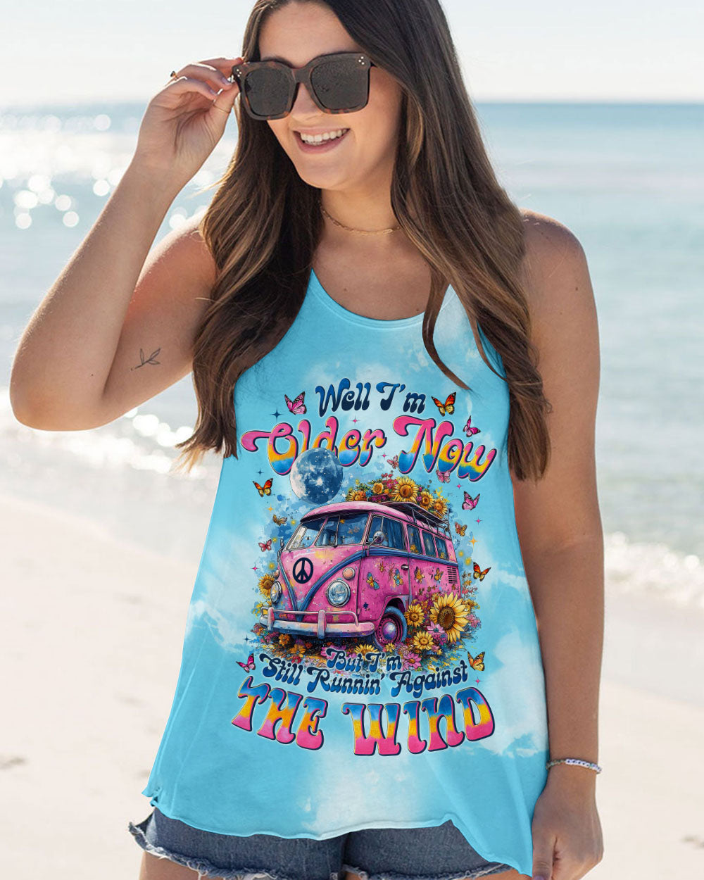 Older now but Still Runnin_E2_80_99 Against the Wind Vintage VW Bus and Butterfly Tie Dye Design AOP Shirts _11_ 3NW6n