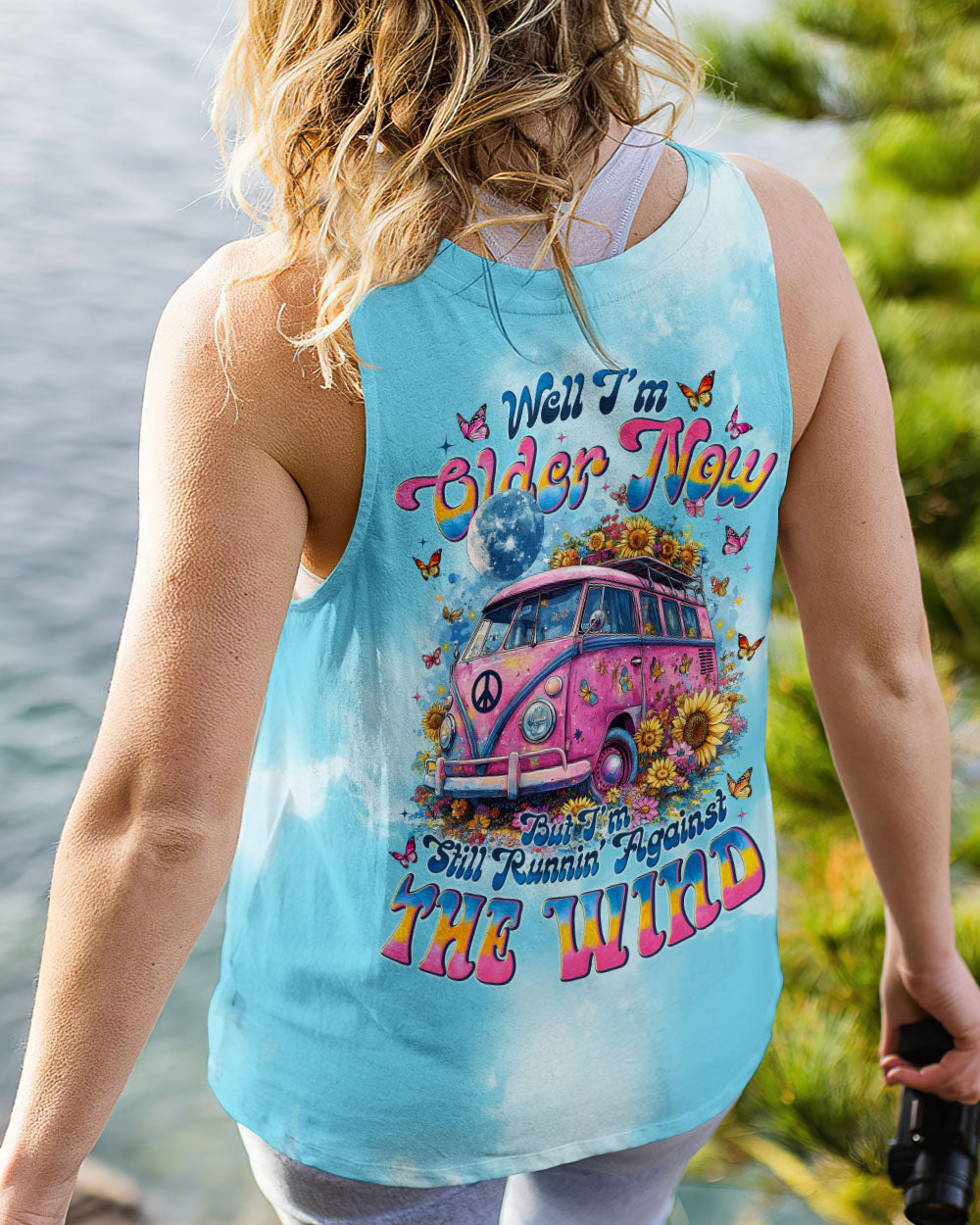 Older now but Still Runnin_E2_80_99 Against the Wind Vintage VW Bus and Butterfly Tie Dye Design AOP Shirts _13_ EgSzP