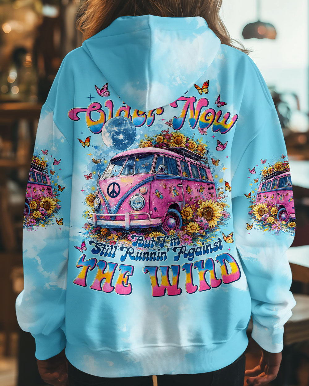 Older now but Still Runnin_E2_80_99 Against the Wind Vintage VW Bus and Butterfly Tie Dye Design AOP Shirts _1_ yVs82