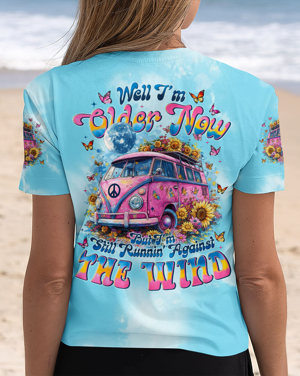 Older now but Still Runnin_E2_80_99 Against the Wind Vintage VW Bus and Butterfly Tie Dye Design AOP Shirts _5_ 2GOOf