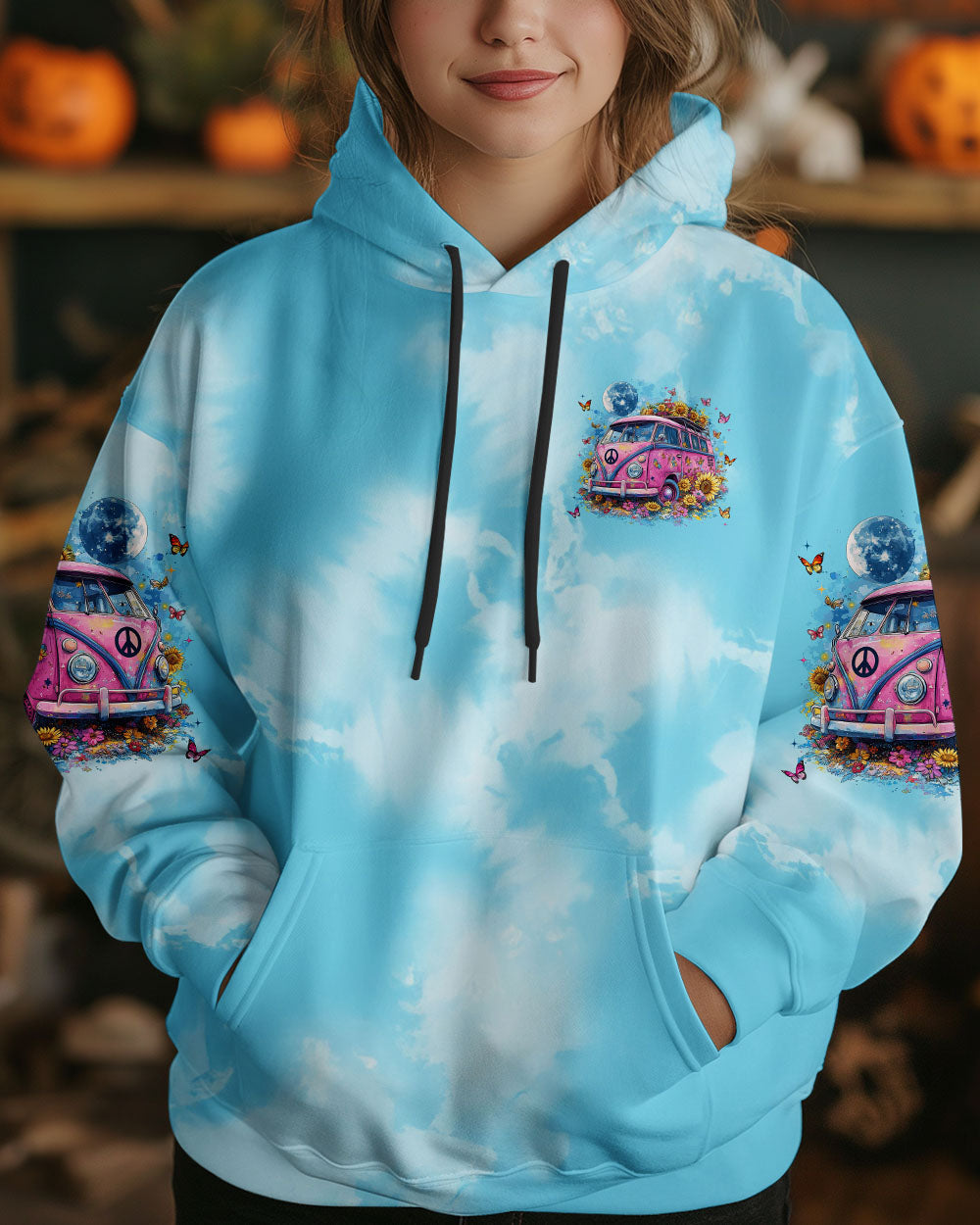 Older now but Still Runnin_E2_80_99 Against the Wind Vintage VW Bus and Butterfly Tie Dye Design AOP Shirts _6_ m2IBj