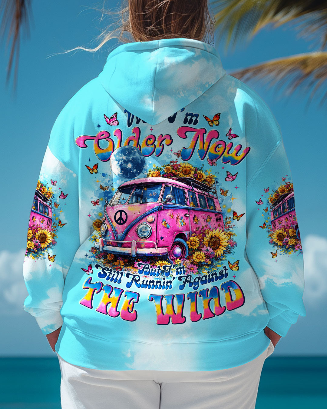 Older now but Still Runnin_E2_80_99 Against the Wind Vintage VW Bus and Butterfly Tie Dye Design AOP Shirts _7_ PlJQP