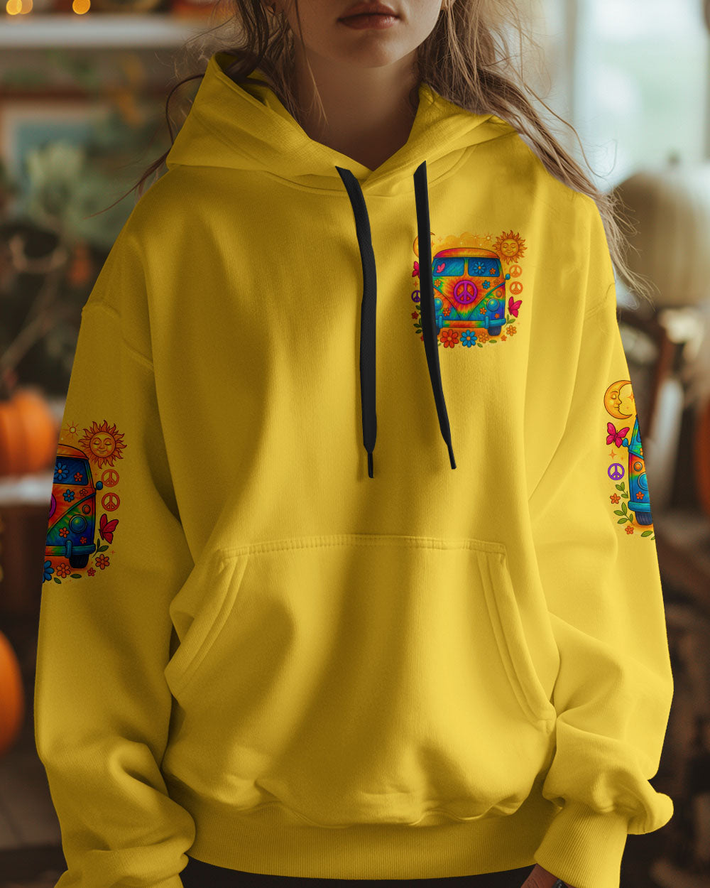 On a Dark Desert Highway Cool Wind in My Hair Hippie Peace Van Retro Tee for Women AOP Shirts _6_ iVFva