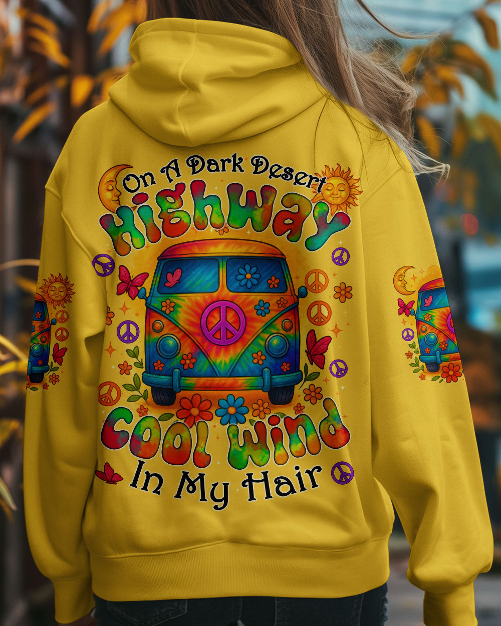 On a Dark Desert Highway Cool Wind in My Hair Hippie Peace Van Retro Tee for Women AOP Shirts _7_ hTIMM