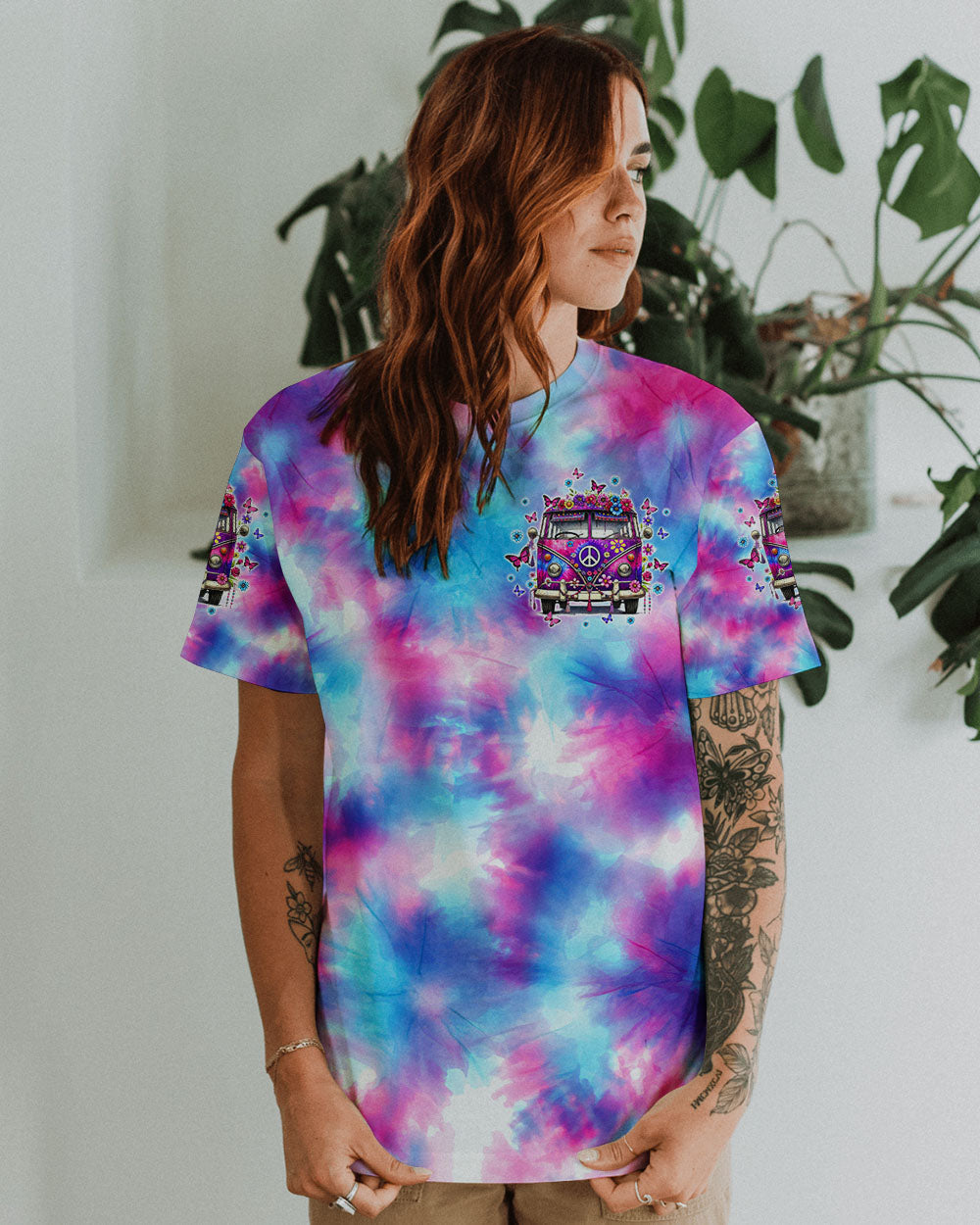 On a Dark Desert Highway Cool Wind in My Hair Hippie Van Tie Dye AOP Shirts _11_ 0J9An
