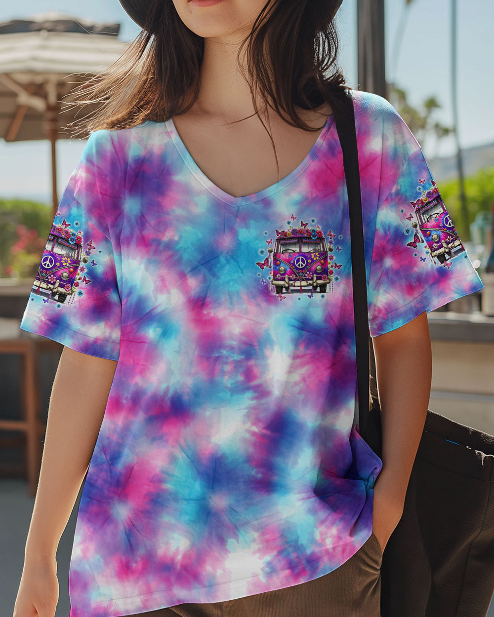On a Dark Desert Highway Cool Wind in My Hair Hippie Van Tie Dye AOP Shirts _13_ ygO9W