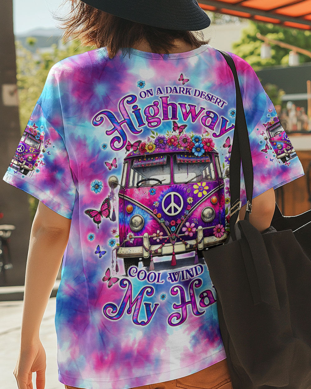 On a Dark Desert Highway Cool Wind in My Hair Hippie Van Tie Dye AOP Shirts _1_ oonBv