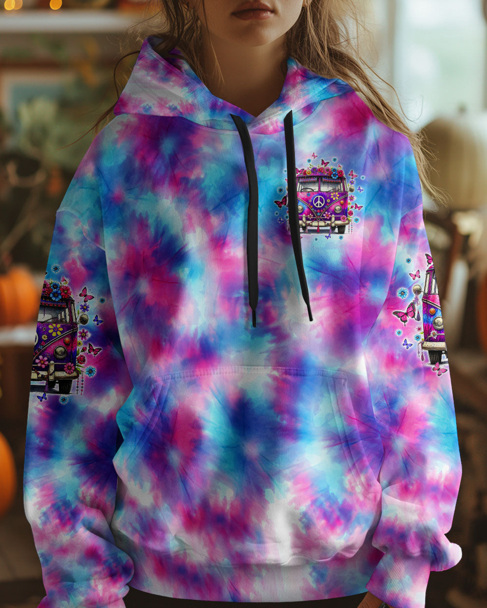 On a Dark Desert Highway Cool Wind in My Hair Hippie Van Tie Dye AOP Shirts _2_ g47Qb