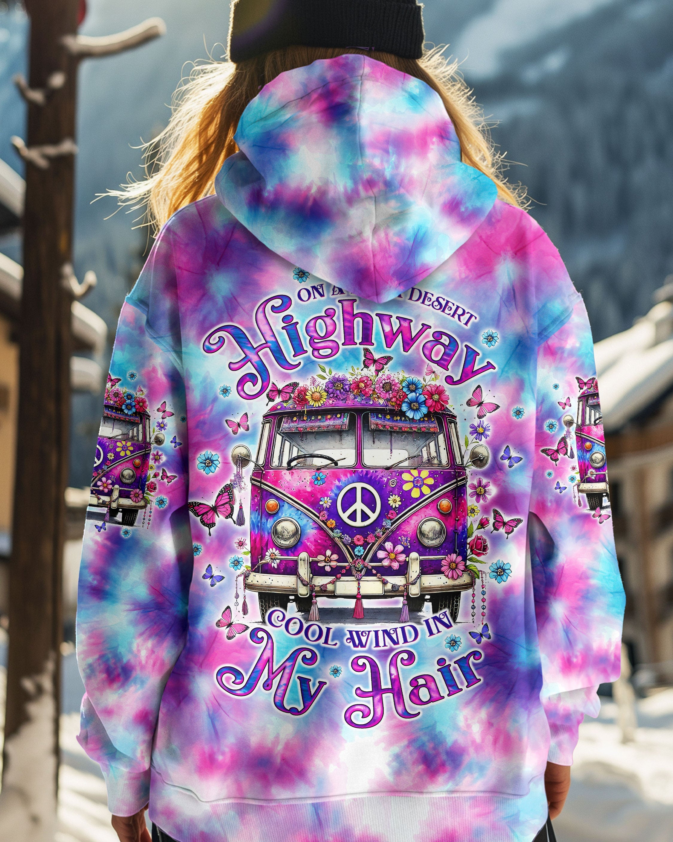 On a Dark Desert Highway Cool Wind in My Hair Hippie Van Tie Dye AOP Shirts _3_ EgClU