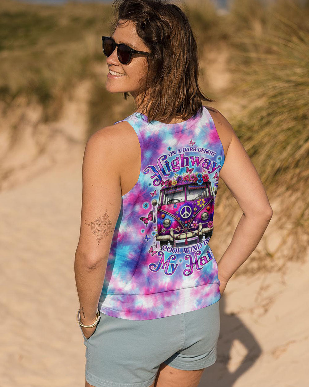 On a Dark Desert Highway Cool Wind in My Hair Hippie Van Tie Dye AOP Shirts _9_ 0eQqY