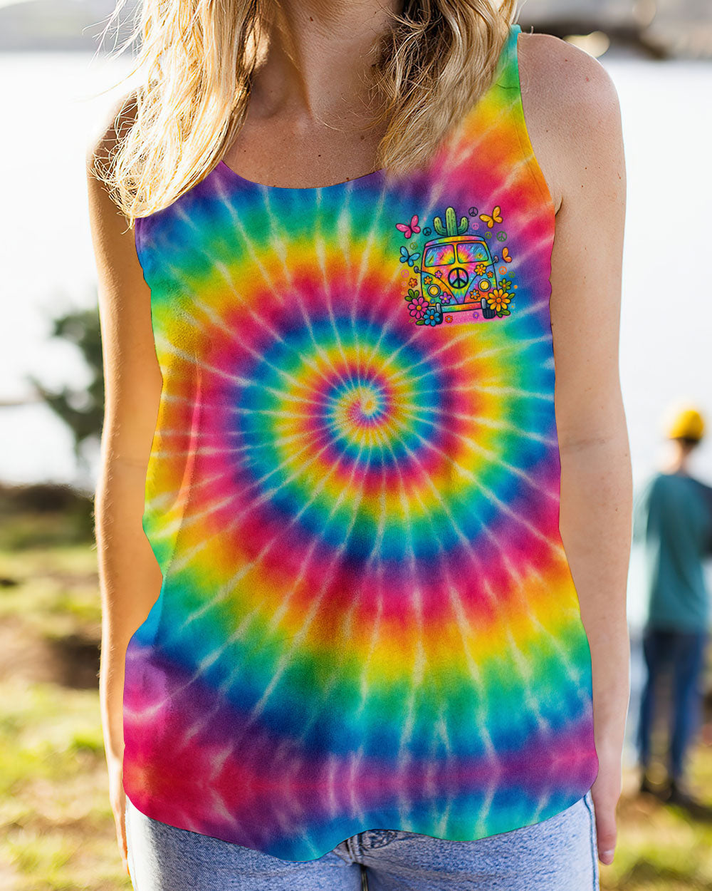 On a Dark Desert Highway Cool Wind in My Hair Tie Dye Hippie Van AOP Shirts _8_ AR9LJ