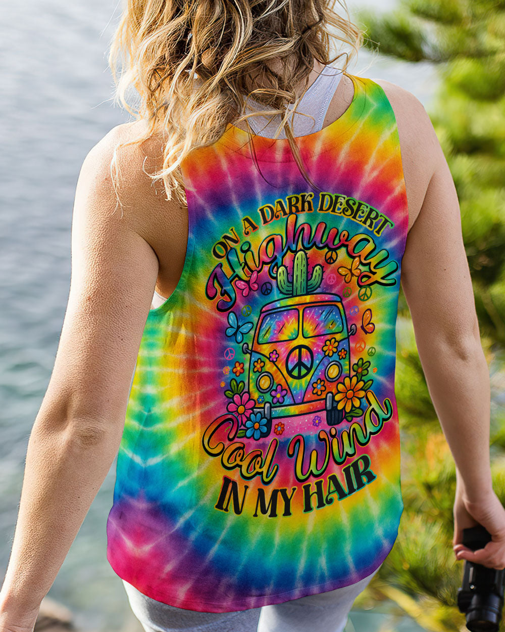 On a Dark Desert Highway Cool Wind in My Hair Tie Dye Hippie Van AOP Shirts _9_ ezqPp