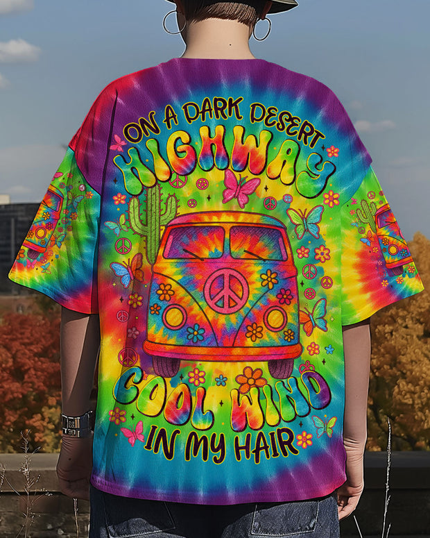 On a Dark Desert Highway Cool Wind in My Hair - Tie Dye Peace Van - AOP Shirts