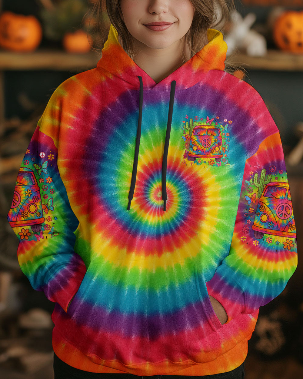 On a Dark Desert Highway Cool Wind in My Hair Tie Dye Peace Van AOP Shirts _4_ zVpx8