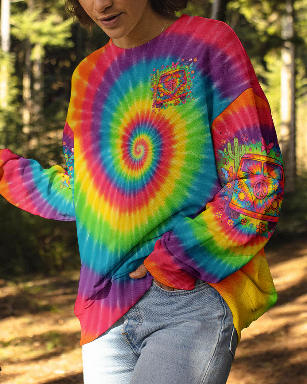 On a Dark Desert Highway Cool Wind in My Hair Tie Dye Peace Van AOP Shirts _6_ bk0jY