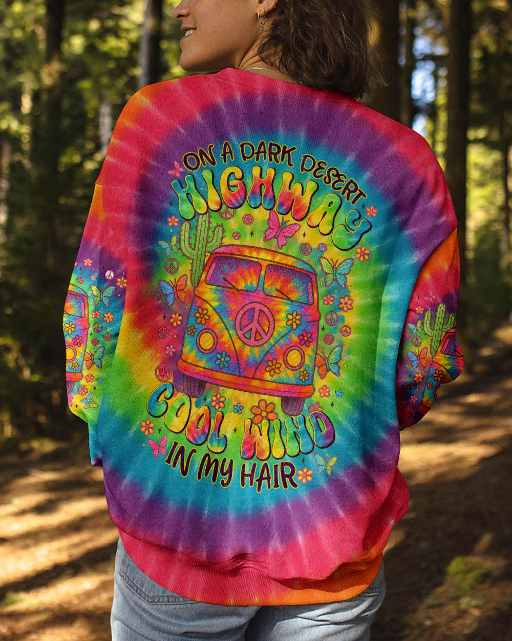 On a Dark Desert Highway Cool Wind in My Hair Tie Dye Peace Van AOP Shirts _7_ soCe5
