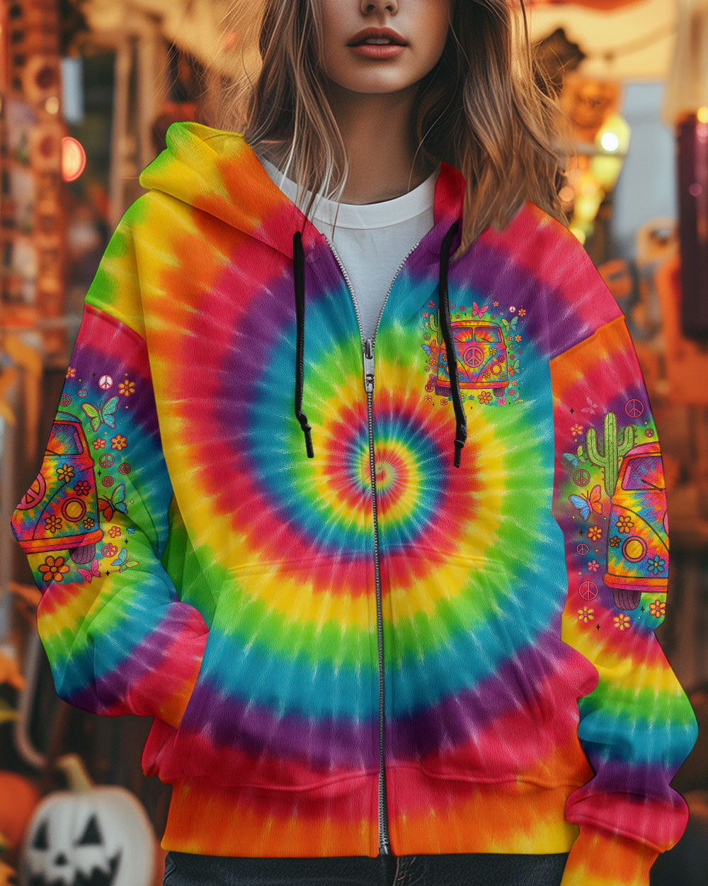 On a Dark Desert Highway Cool Wind in My Hair Tie Dye Peace Van AOP Shirts _8_ nYvLA