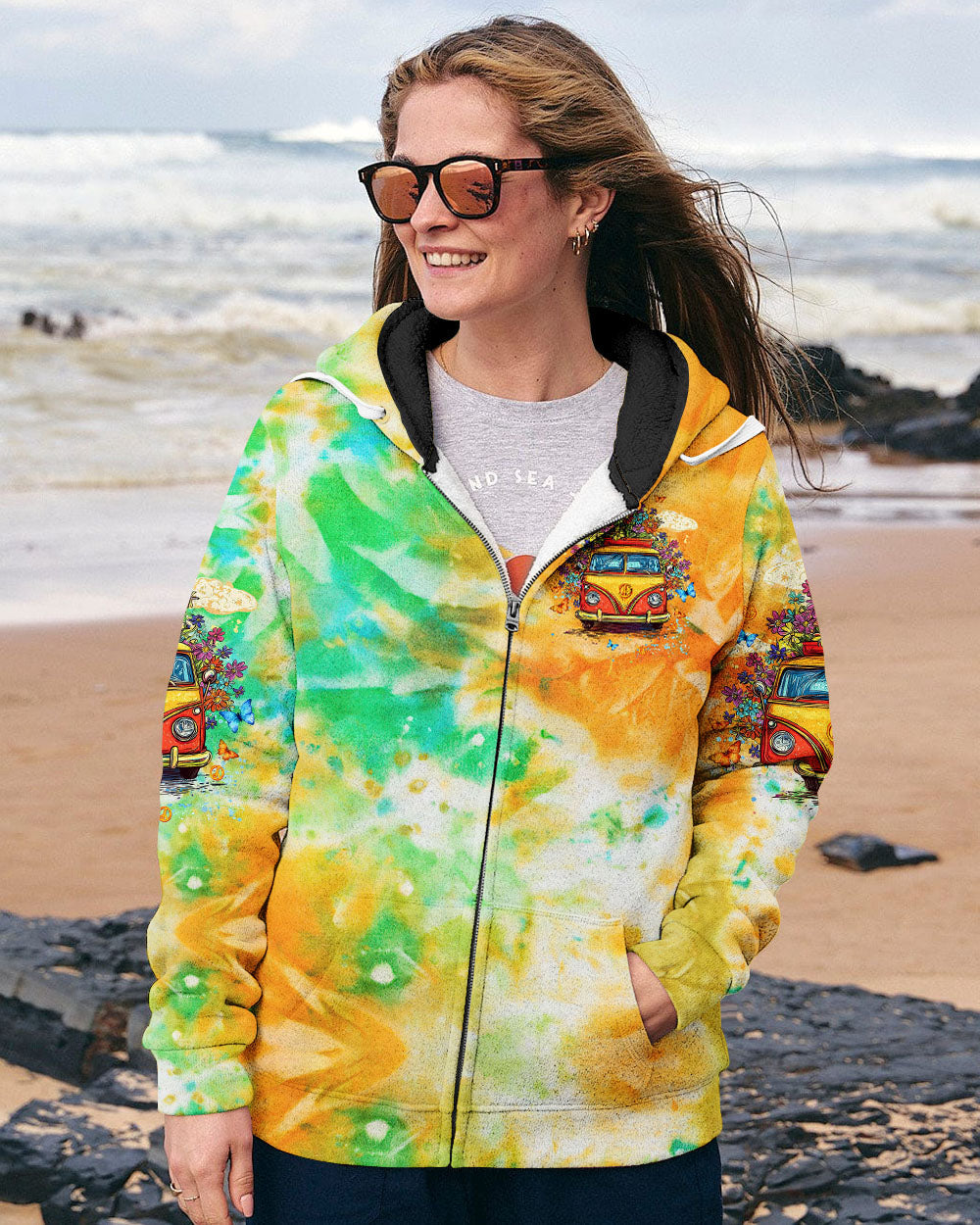 On a Dark Desert Highway Cool Wind in My Hair Tie Dye Retro Hippie Van AOP Shirts _10_ hTELC