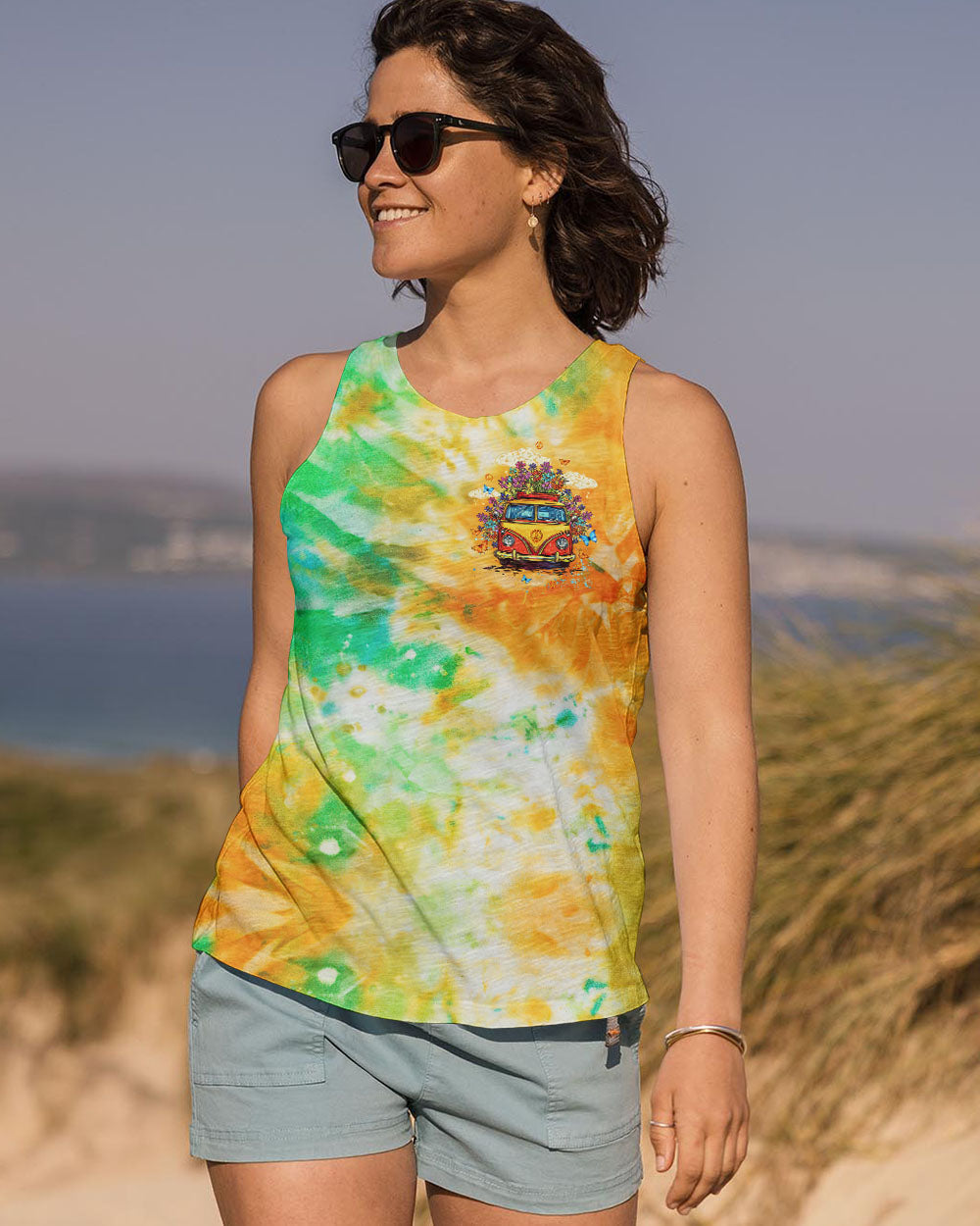On a Dark Desert Highway Cool Wind in My Hair Tie Dye Retro Hippie Van AOP Shirts _13_ 7Stru