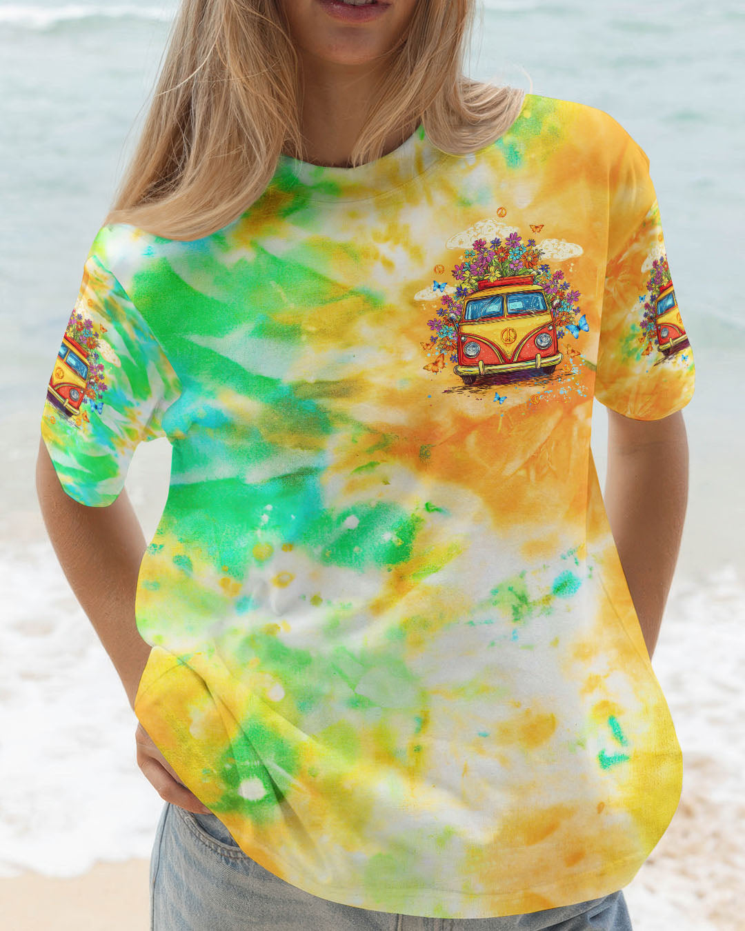 On a Dark Desert Highway Cool Wind in My Hair Tie Dye Retro Hippie Van AOP Shirts _2_ Ghzuz