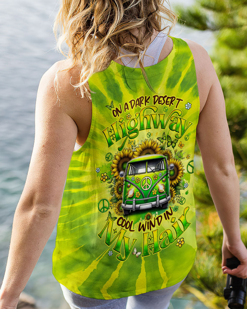 On a Dark Desert Highway Cool Wind in My Hair Tie Dye VW Bus and Sunflower AOP Shirts _13_ w2oRN