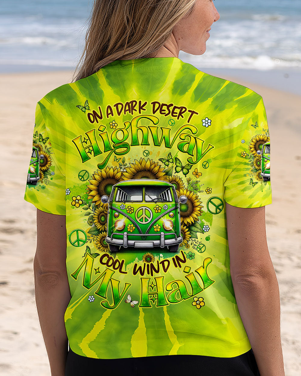 On a Dark Desert Highway Cool Wind in My Hair Tie Dye VW Bus and Sunflower AOP Shirts _5_ TFEcp
