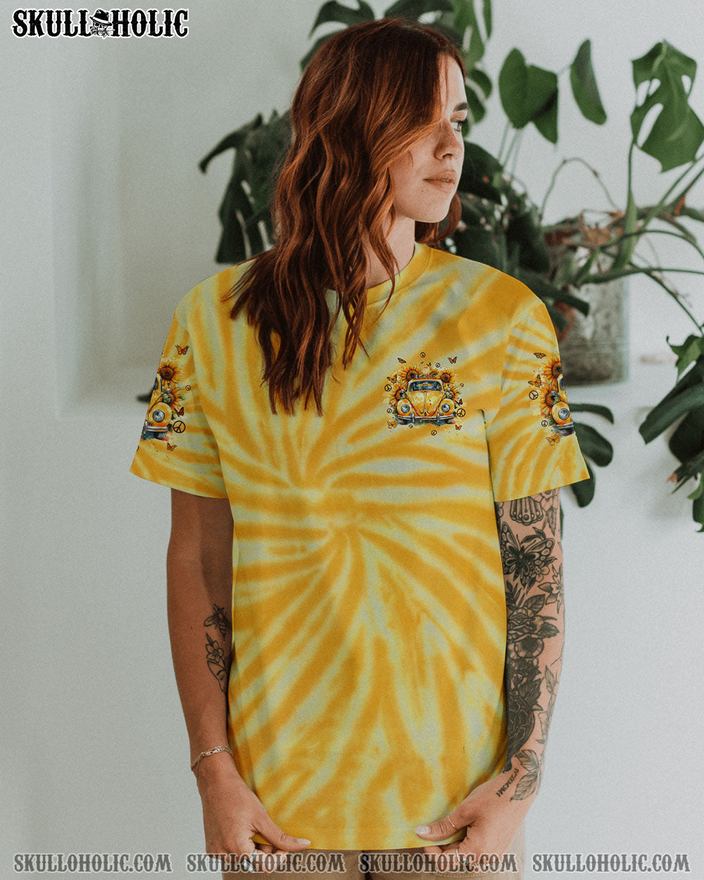 On a Desert Highway Cool Wind in My Hair VW Beetle Yellow Tie Dye AOP Shirts _10_ og165