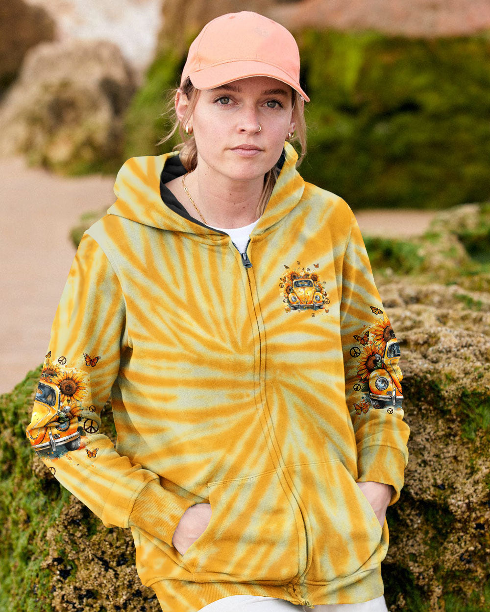 On a Desert Highway Cool Wind in My Hair VW Beetle Yellow Tie Dye AOP Shirts _4_ To3Ae