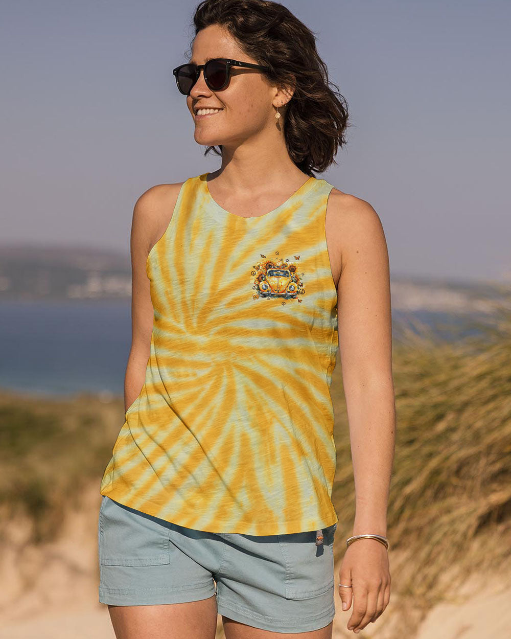 On a Desert Highway Cool Wind in My Hair VW Beetle Yellow Tie Dye AOP Shirts _7_ 6plbc