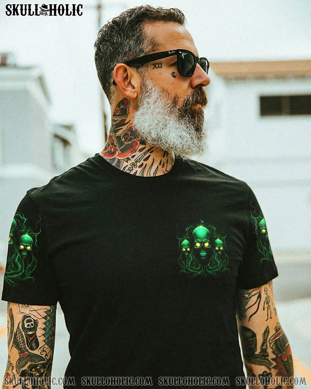 One Day I_E2_80_99m Gonna Just Say F It All and Let My Demons Out to Play Green Skull Graphic Tee AOP Shirts _2_ EXlDz