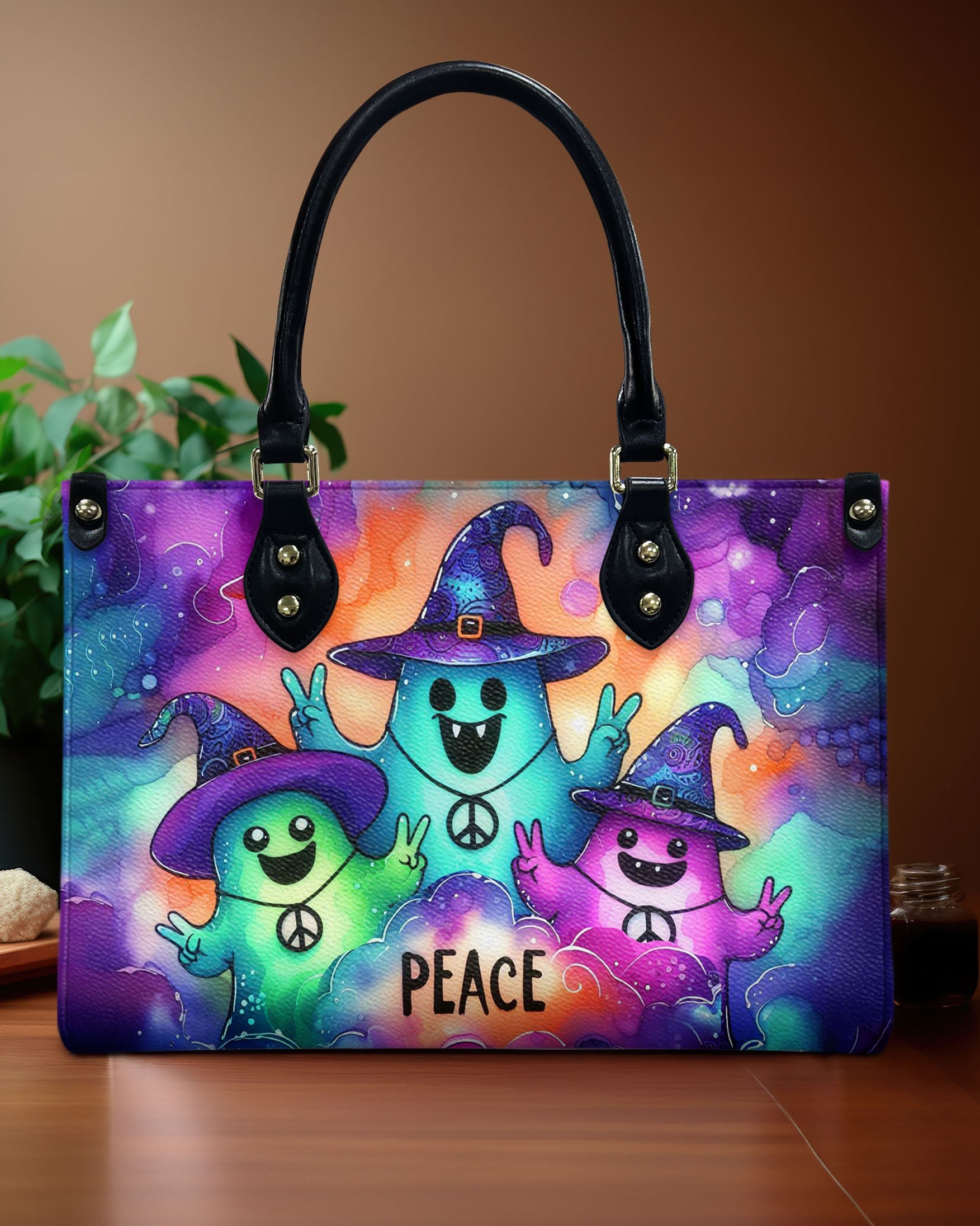 Peace Ghosts Halloween Witch Hat Hippie Leather Bag _1_ PtPk1
