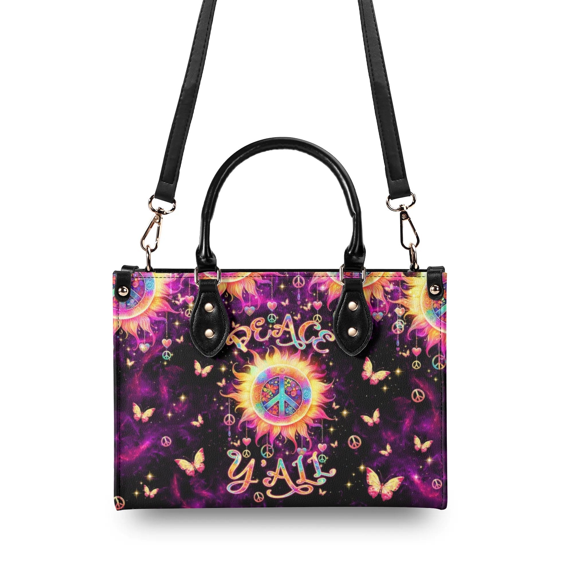 Peace YAll Sun Peace Sign Hippie Leather Bag Gift for Women _3_ 8YWQY